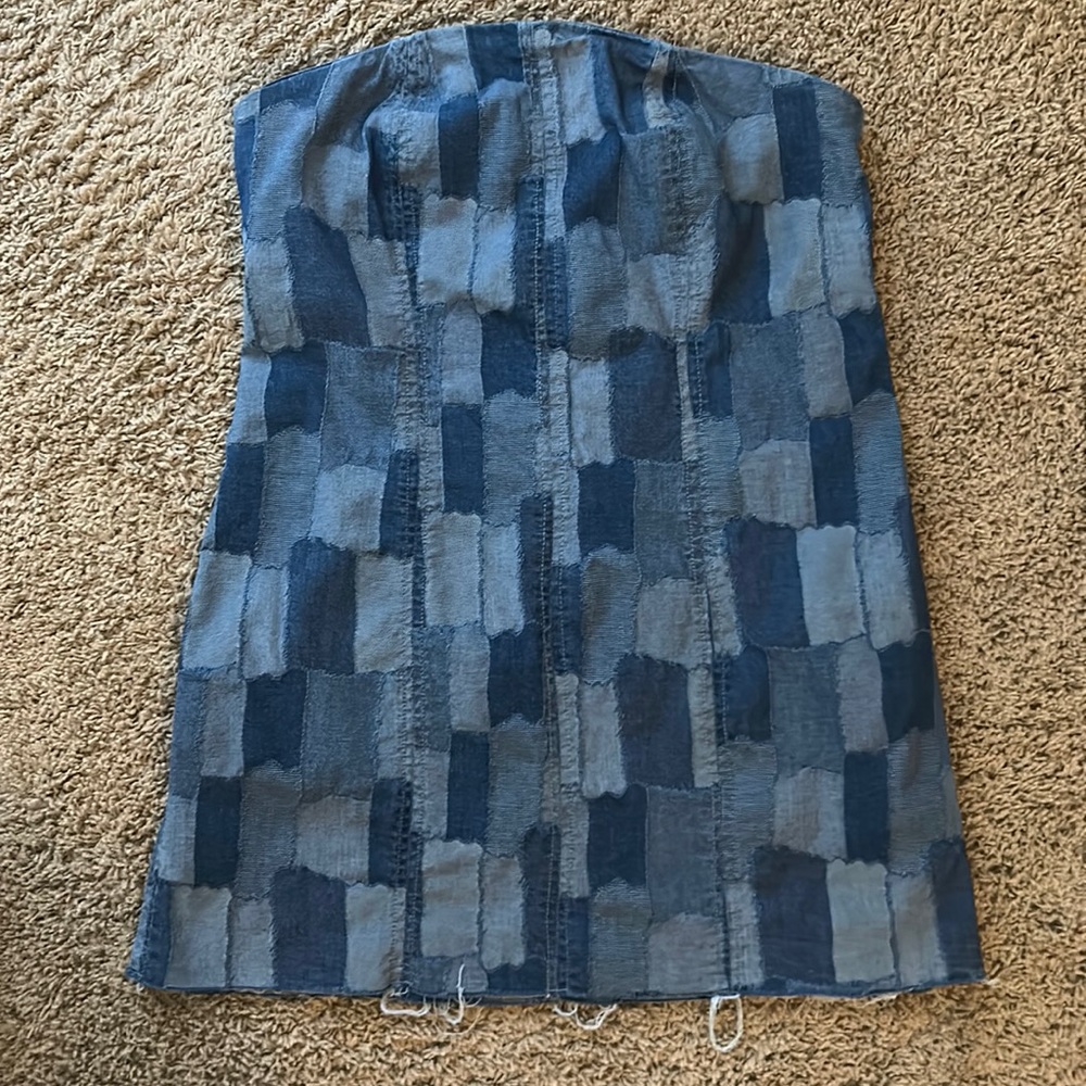 Jean patchwork tube dress. Size large.